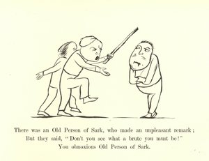 Det var en gammel person av Sark, som kom med en ubehagelig kommentar av Edward Lear