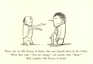 Det var en gammel person fra Sestri, som satte seg ned i sakristien av Edward Lear