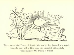 Det var en gammel person av Stroud, som var fryktelig fastklemt i en folkemengde av Edward Lear
