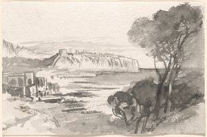 Utsikt over en bukt (Monaco) av Edward Lear