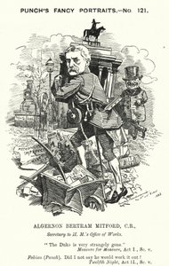 Punch tegneserie: Algernon Bertram Freeman-Mitford av Edward Linley (after) Sambourne