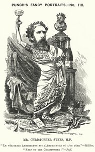 Punch tegneserie: Christopher Sykes, engelsk konservativ politiker (gravering) av Edward Linley (after) Sambourne