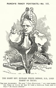 Punch tegneserie: Edward White Benson, engelsk biskop (gravering) av Edward Linley (after) Sambourne