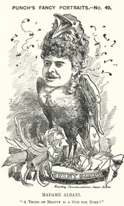 Punch tegneserie: Emma Albani, kanadisk operasanger (gravering) av Edward Linley (after) Sambourne