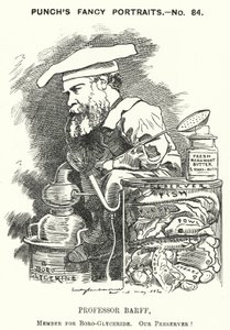 Punch tegneserie: Frederick Settle Barff, engelsk kjemiker (gravering) av Edward Linley (after) Sambourne