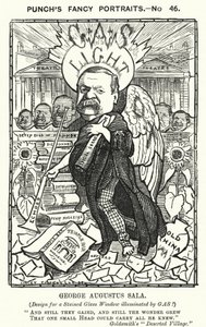 Punch tegneserie: George Augustus Sala, engelsk forfatter og journalist (gravering) av Edward Linley (after) Sambourne