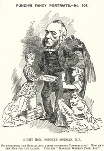 Punch tegneserie: George Osborne Morgan, walisisk advokat og liberal politiker (gravering) av Edward Linley (after) Sambourne