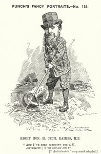 Punch tegneserie: Henry Cecil Raikes, engelsk konservativ politiker (gravering) av Edward Linley (after) Sambourne