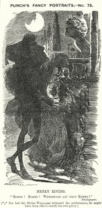 Punch tegneserie: Henry Irving, engelsk skuespiller (gravering) av Edward Linley (after) Sambourne