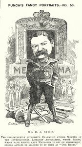 Punch tegneserie: Henry James Byron, engelsk dramatiker (gravering) av Edward Linley (after) Sambourne
