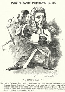 Punch tegneserie: John Charles Day, engelsk advokat og dommer (gravering) av Edward Linley (after) Sambourne