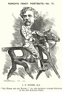 Punch tegneserie: Joseph Edgar Boehm, engelsk skulptør (gravering) av Edward Linley (after) Sambourne