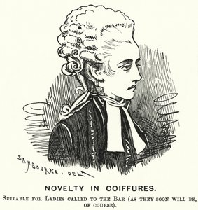 Punch tegneserie: Novelty in Coiffures (gravering) av Edward Linley (after) Sambourne