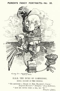 Punch tegneserie: Prince George, Duke of Cambridge, britisk soldat (gravering) av Edward Linley (after) Sambourne