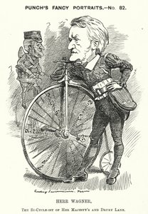 Punch tegneserie: Richard Wagner, tysk komponist (gravering) av Edward Linley (after) Sambourne