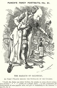 Punch tegneserie: Robert Gascoyne-Cecil, 3rd Marquess of Salisbury, engelsk konservativ politiker (gravering) av Edward Linley (after) Sambourne