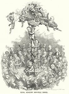 Punch tegneserie: Royal Academy Maypole Dance (gravering) av Edward Linley (after) Sambourne