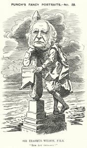 Punch tegneserie: Sir Erasmus Wilson, engelsk kirurg og hudlege (gravering)