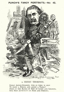 Punch tegneserie: Sir Henry Thompson, engelsk kirurg (gravering) av Edward Linley (after) Sambourne