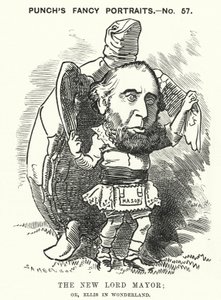 Punch tegneserie: Sir John Ellis, Lord Mayor of London i 1881 (gravering) av Edward Linley (after) Sambourne