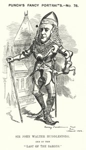 Punch tegneserie: Sir John Walter Huddleston, engelsk advokat og dommer (gravering) av Edward Linley (after) Sambourne
