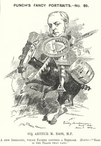 Punch tegneserie: Sir Michael Arthur Bass av Edward Linley (after) Sambourne