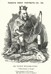 Punch tegneserie: Sir Watkin Williams-Wynn, 6. Baronet, walisisk konservativ politiker (gravering) av Edward Linley (after) Sambourne