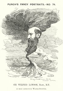 Punch-tegneserie: Sir Wilfrid Lawson, engelsk radikal liberal politiker og måteholdsforkjemper (gravering) av Edward Linley (after) Sambourne