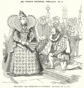 Punch tegneserie: The Lordly Cecil underholder sin suveren, Hatfield av Edward Linley (after) Sambourne