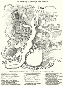 Punch tegneserie: The Octopus of Romance and Reality (gravering) av Edward Linley (after) Sambourne