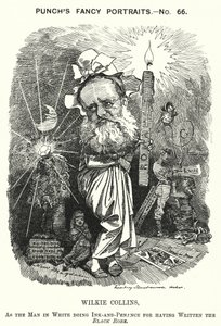 Punch tegneserie: Wilkie Collins, engelsk romanforfatter, dramatiker og novelleforfatter (gravering) av Edward Linley (after) Sambourne