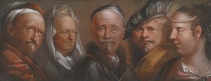 Studier av fem hoder etter Rembrandt av Edward Luttrell