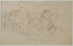 Hest og kjerre (#9), ca. 1880-tallet (grafitt på papir) av Edward Mitchell Bannister