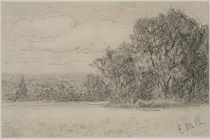 Landskap (#1) c. 1880-tallet (grafitt på papir) av Edward Mitchell Bannister