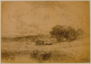 Landskap, skog (#13) c. 1880 (grafitt på papir) av Edward Mitchell Bannister