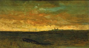 Solnedgangsscene, ca. 1875-1885. av Edward Mitchell Bannister