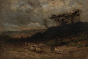 Unavngitt hyrde med sauer, 1877. av Edward Mitchell Bannister