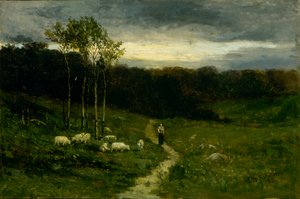 Kvinne som går nedover stien, 1882.