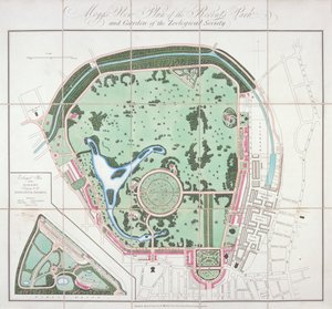Plan of the Zoological Gardens, Regent's Park, St Marylebone, London, 1828 av Edward Mogg