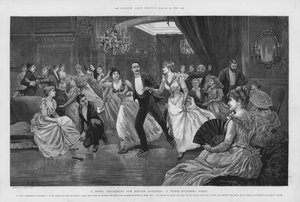 En ny fornøyelse for vinterkvelder - en gulvpoleringsfest (litho) av Edward Morant Cox
