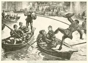 En vannturnering på det femtende århundre (gravering) av Edward Morant Cox