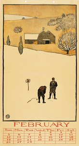 Golfkalender. Februar - Oeuvre de Edward Penfield (1866-1925) - 1899 - Fargelitografi - 41x28,6 - Museu Nacional d