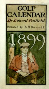 Golfspiller som sitter ved køller og tegner i akvareller. (1899?) av Edward Penfield 1866-1925, amerikansk kunstner. av Edward Penfield