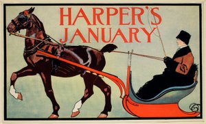 Mann i hestetrukket slede, januar, Harper