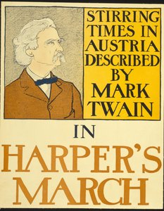 Mark Twain i Harpers utgave fra mars 1898 (litografi) av Edward Penfield
