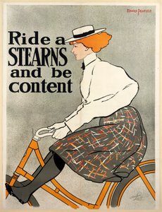 Ride a Stearns and be Content, c1896 color litho. av Edward Penfield