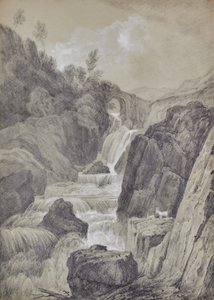 Landskap med fossefall