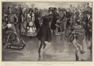 Cutting a Figure, a Christmas Scene on the Ice for hundre år siden
