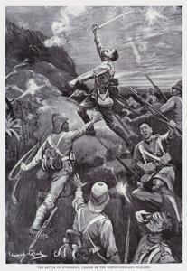 Slaget ved Stormberg, anklage for Northumberland Fusiliers (litho)