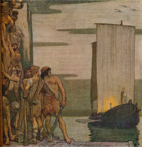 The Landing of Saint Patrick i Irland, c1912, 1914 av Edward Reginald Frampton